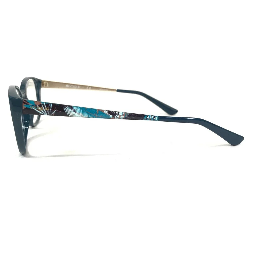 Vogue Eyeglasses Frames VO5190 2463 Blue Gold White Cat Eye Floral 52-17-140